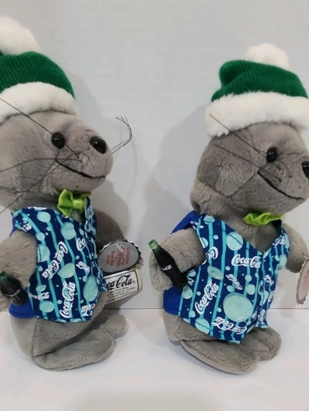 Coca Cola Gray Plush Seal Collectible, Lot Of 2